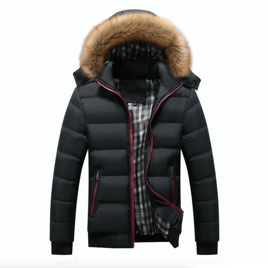Mens Two Tone Puffer Jacket with Removable Hood - AllYearGoods