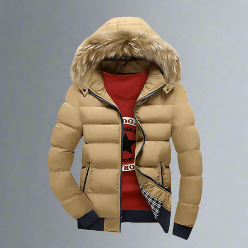 Mens Two Tone Puffer Jacket with Removable Hood - AllYearGoods