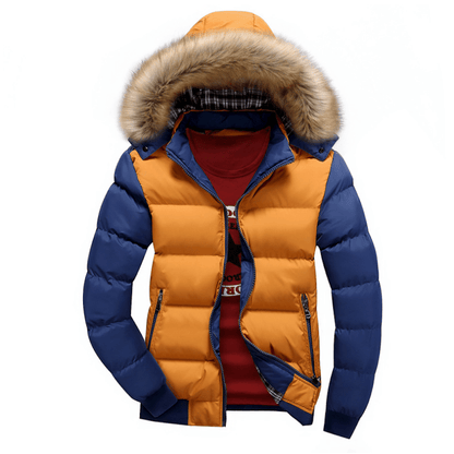 Mens Two Tone Puffer Jacket with Removable Hood - AllYearGoods