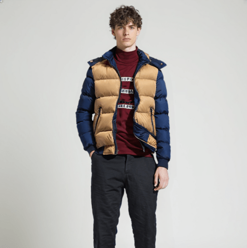 Mens Two Tone Puffer Jacket with Removable Hood - AllYearGoods