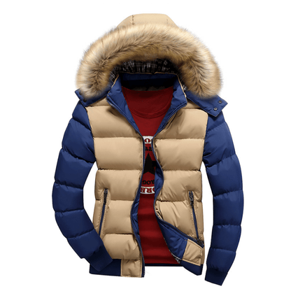 Mens Two Tone Puffer Jacket with Removable Hood - AllYearGoods