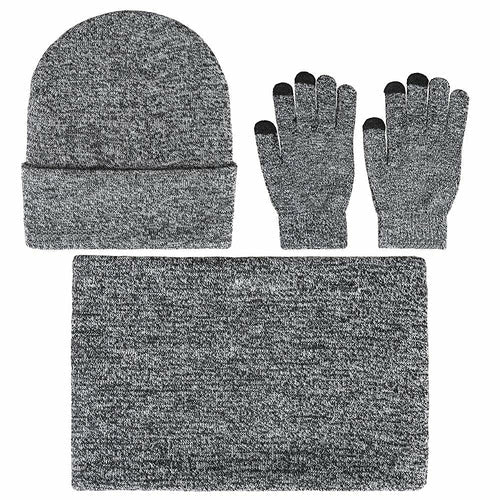 Mens Winter Beanie Hat And Neck Scarf Warmer Touch Screen Gloves Set - AllYearGoods