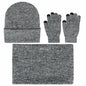 Mens Winter Beanie Hat And Neck Scarf Warmer Touch Screen Gloves Set - AllYearGoods