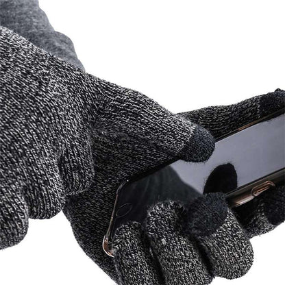 Mens Winter Beanie Hat And Neck Scarf Warmer Touch Screen Gloves Set - AllYearGoods
