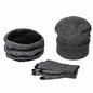 Mens Winter Beanie Hat And Neck Scarf Warmer Touch Screen Gloves Set - AllYearGoods