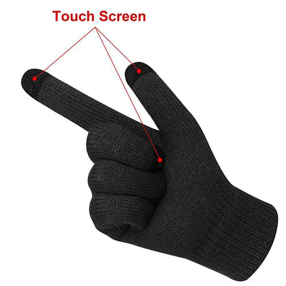 Mens Winter Beanie Hat And Neck Scarf Warmer Touch Screen Gloves Set - AllYearGoods