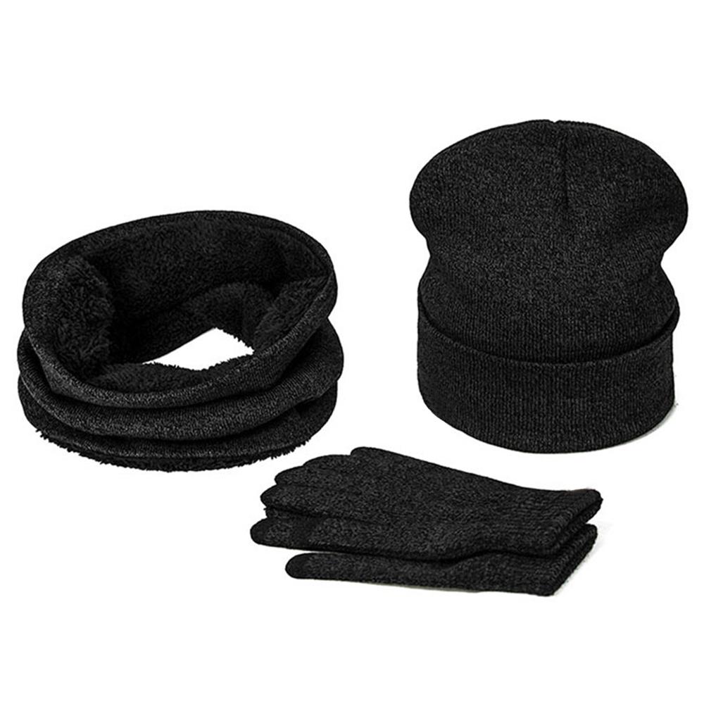 Mens Winter Beanie Hat And Neck Scarf Warmer Touch Screen Gloves Set - AllYearGoods