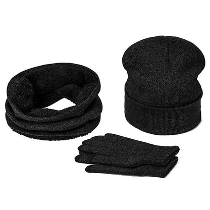 Mens Winter Beanie Hat And Neck Scarf Warmer Touch Screen Gloves Set - AllYearGoods