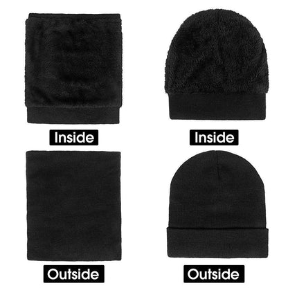 Mens Winter Beanie Hat And Neck Scarf Warmer Touch Screen Gloves Set - AllYearGoods