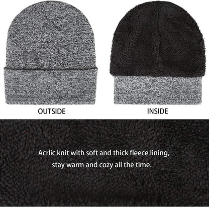 Mens Winter Beanie Hat And Neck Scarf Warmer Touch Screen Gloves Set - AllYearGoods