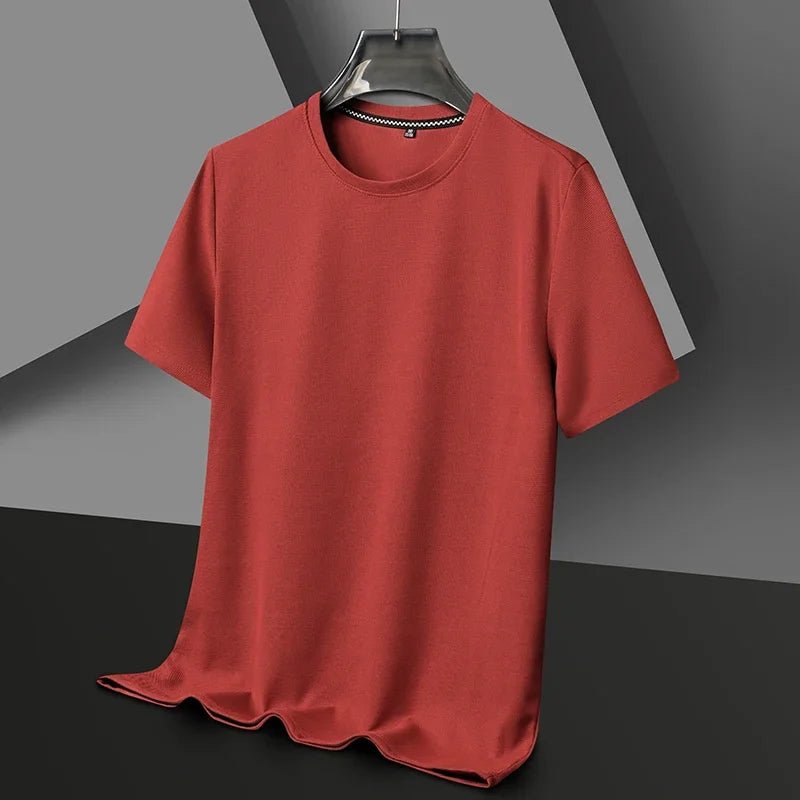 New Summer Waffle Round Neck Short Sleeved T-shirt for Men's Short - AllYearGoods