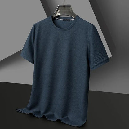 New Summer Waffle Round Neck Short Sleeved T-shirt for Men's Short - AllYearGoods