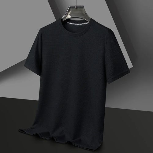 New Summer Waffle Round Neck Short Sleeved T-shirt for Men's Short - AllYearGoods