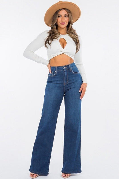 Olivia Wide Leg Jean in Dark Blue - AllYearGoods
