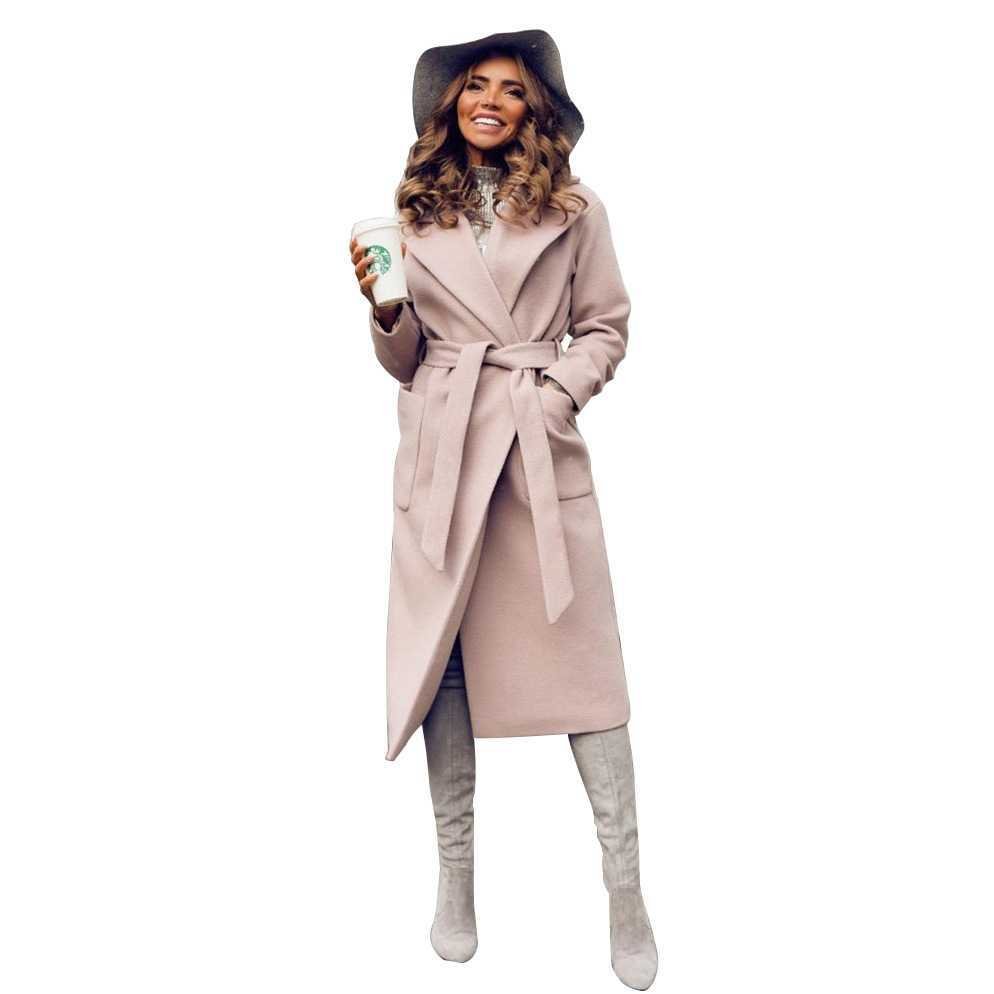 OuterwearJackets blends parkas pockets belted Women's wool coats - AllYearGoods