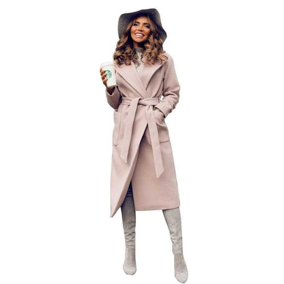 OuterwearJackets blends parkas pockets belted Women's wool coats - AllYearGoods