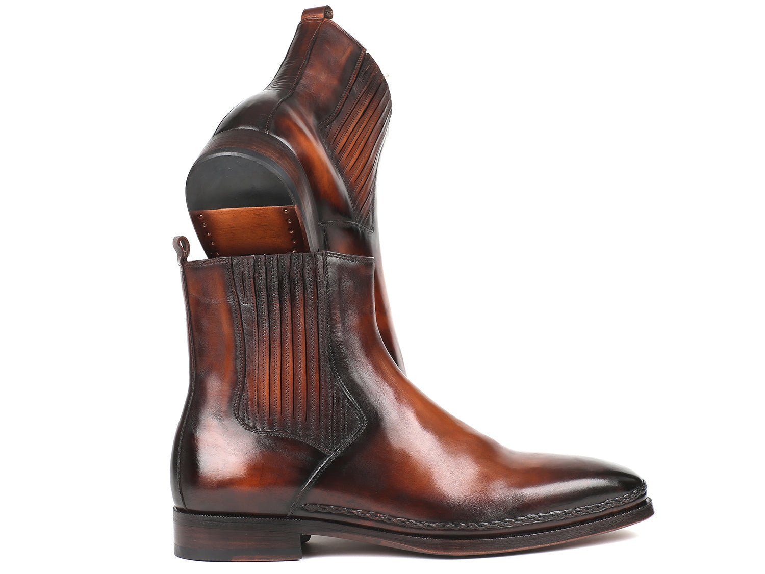 Paul Parkman Chelsea Boots Brown Burnished Leather (IDBT57 - BRW) - AllYearGoods