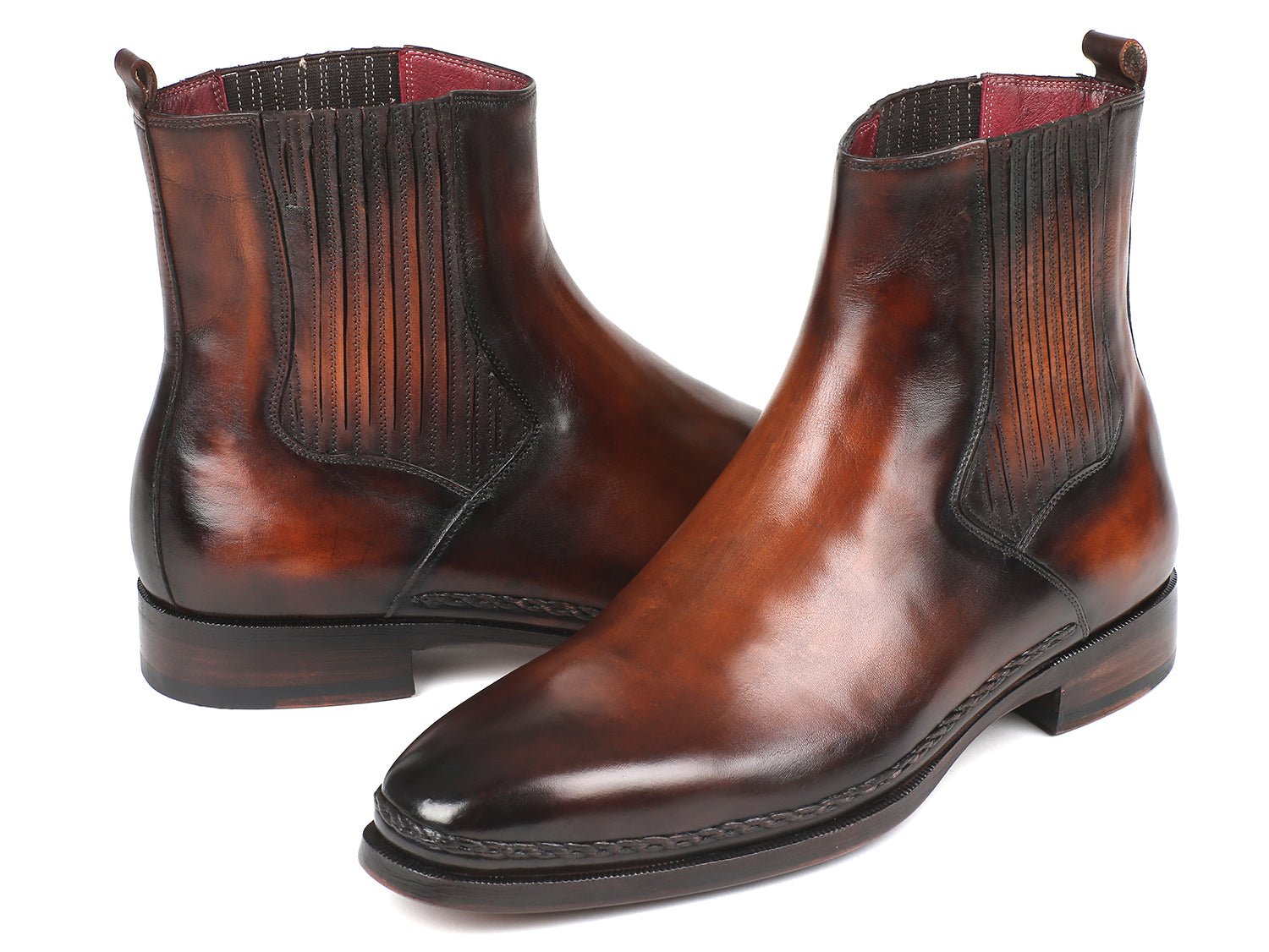 Paul Parkman Chelsea Boots Brown Burnished Leather (IDBT57 - BRW) - AllYearGoods