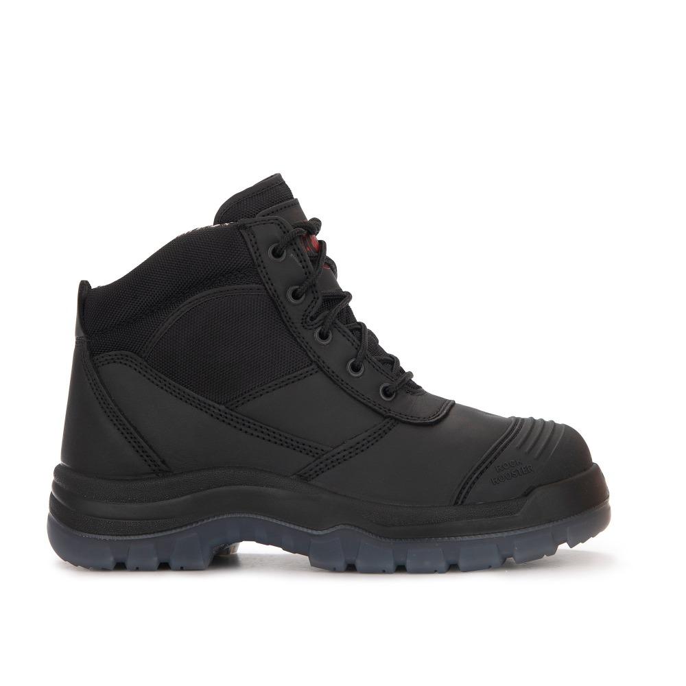 ROCKROOSTER Crisson Black 6 inch Zip sided Steel Toe Leather Work - AllYearGoods