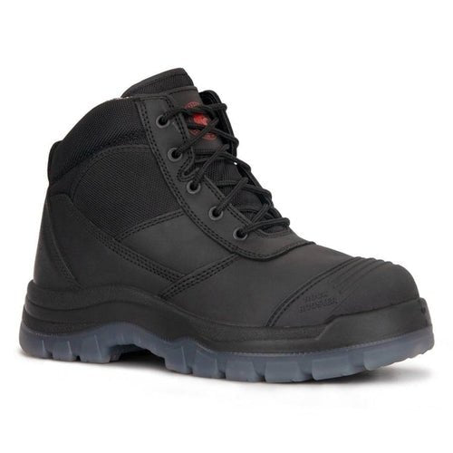 ROCKROOSTER Crisson Black 6 inch Zip sided Steel Toe Leather Work - AllYearGoods