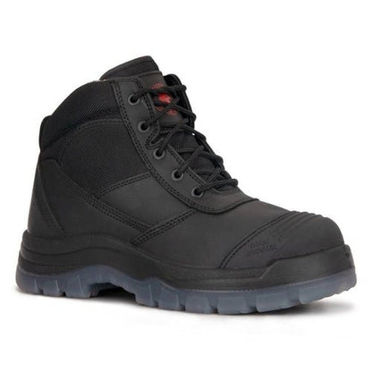 ROCKROOSTER Crisson Black 6 inch Zip sided Steel Toe Leather Work - AllYearGoods