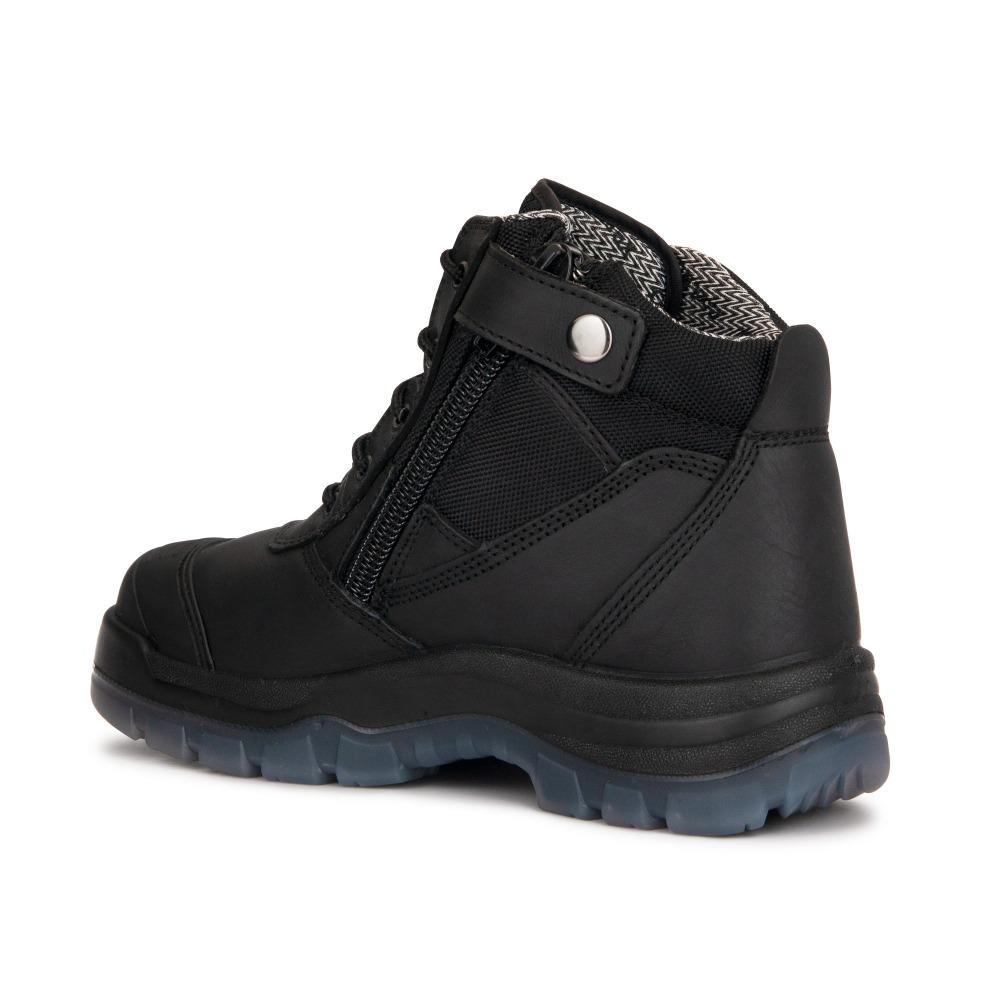 ROCKROOSTER Crisson Black 6 inch Zip sided Steel Toe Leather Work - AllYearGoods
