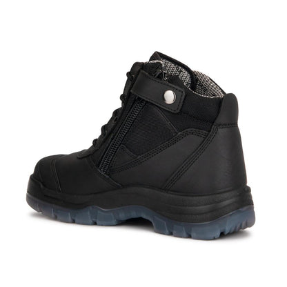 ROCKROOSTER Crisson Black 6 inch Zip sided Steel Toe Leather Work - AllYearGoods