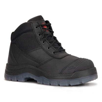 ROCKROOSTER Crisson Black 6 inch Zip sided Steel Toe Leather Work - AllYearGoods
