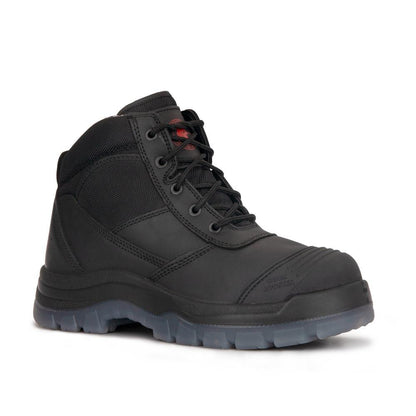 ROCKROOSTER Crisson Black 6 inch Zip sided Steel Toe Leather Work - AllYearGoods