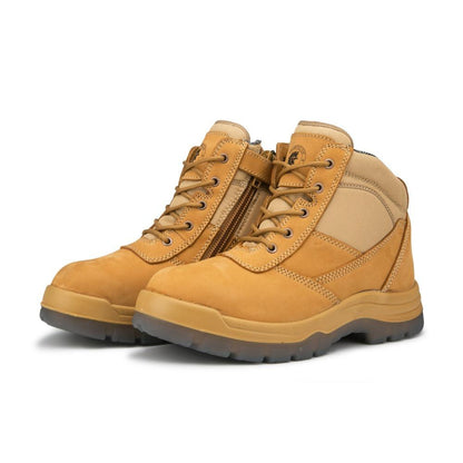RockRooster Tan 6 Inch Zip - sided Steel toecap Leather Work Boots AK050 - AllYearGoods