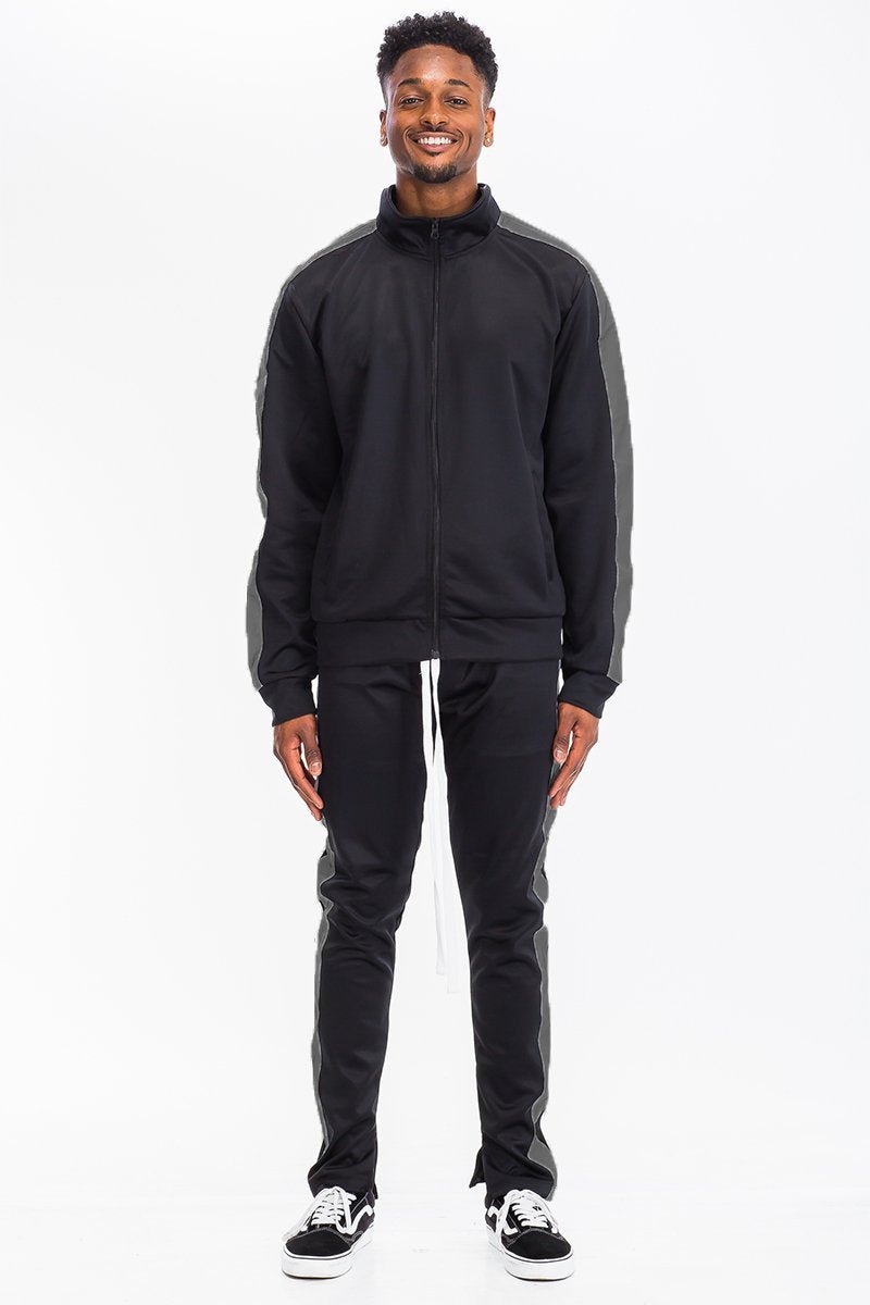 Single Stripe Zip Up Track Jacket and Track Pant Matching Set SET123 - AllYearGoods