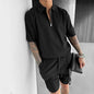 Summer Fashion Mens Clothing Men's Suits New Zipper Polo Casual Short - AllYearGoods