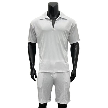 Summer Fashion Mens Clothing Men's Suits New Zipper Polo Casual Short - AllYearGoods