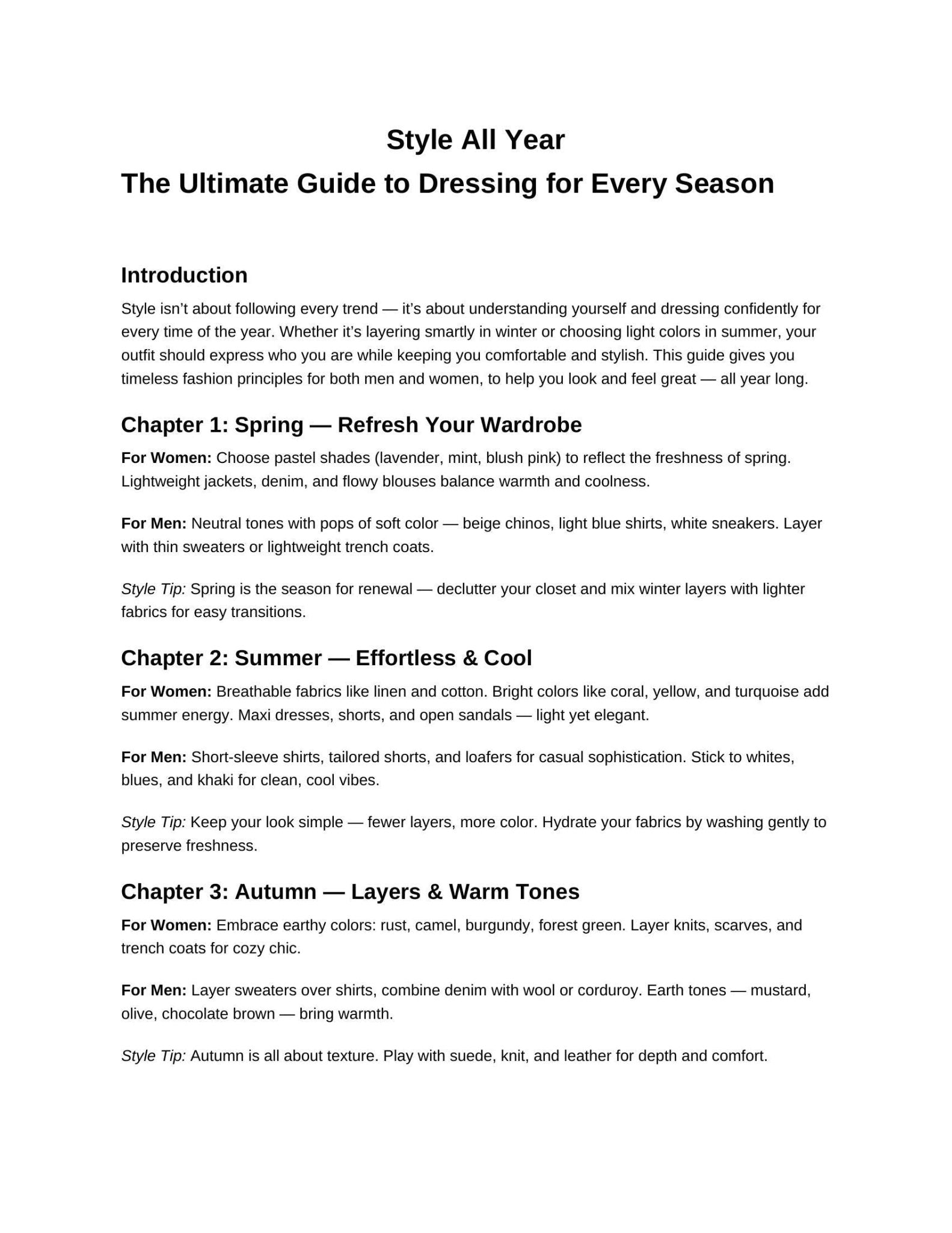 The Ultimate Guide to Dressing for Every Season - AllYearGoods