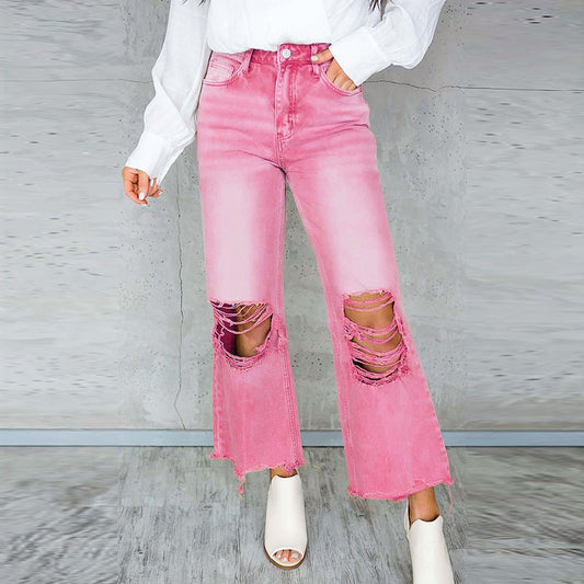 UrbanEdge™ Women's Jeans – High - Waist, Vintage - Ripped Style - AllYearGoods