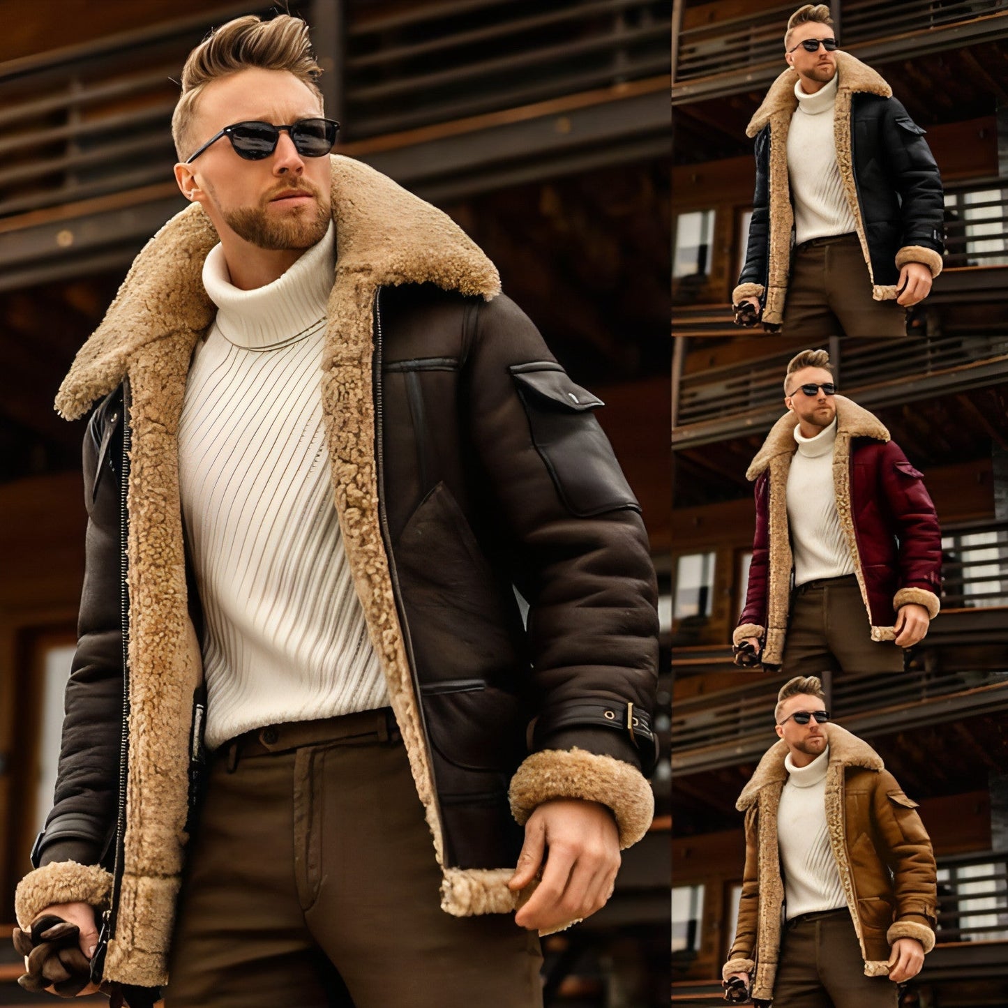 Winter Jacket Mens Military Fleece Warm Jackets Male Fur Collar Coats - AllYearGoods