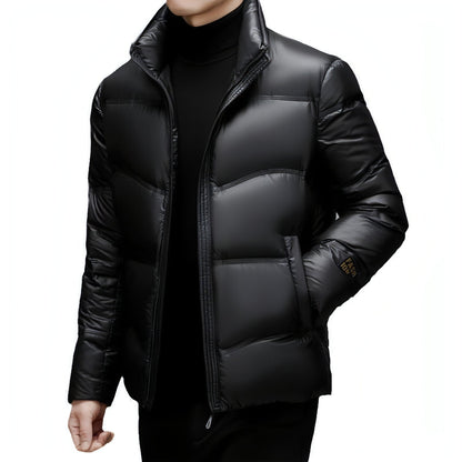 Winter Mid - old Men's Down Jacket Stand Collar Coat Thickened - AllYearGoods