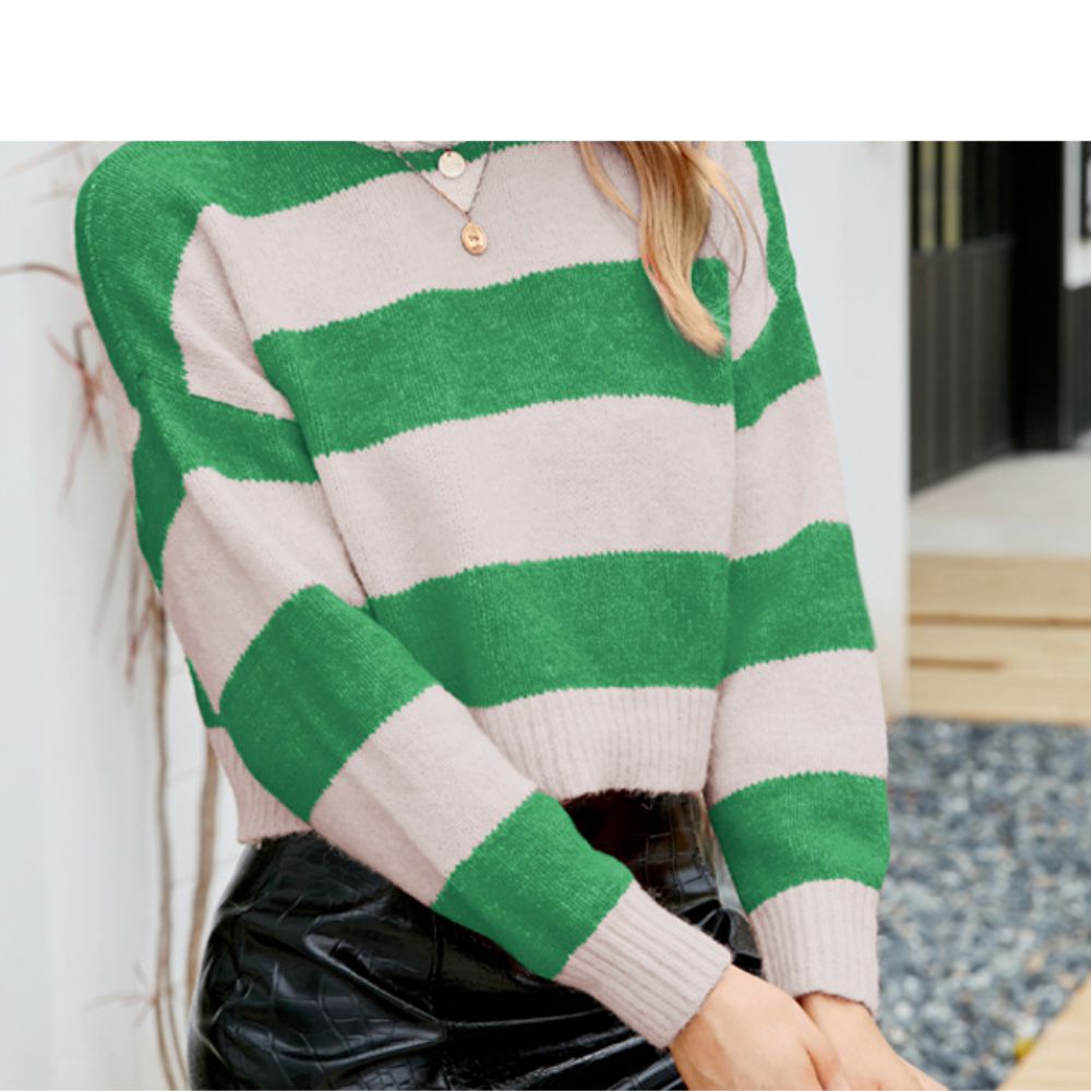 Womens Cropped Striped Sweater - AllYearGoods