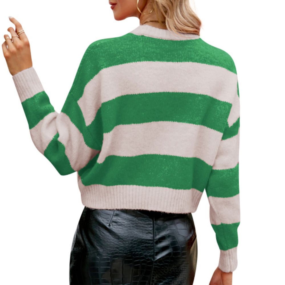 Womens Cropped Striped Sweater - AllYearGoods