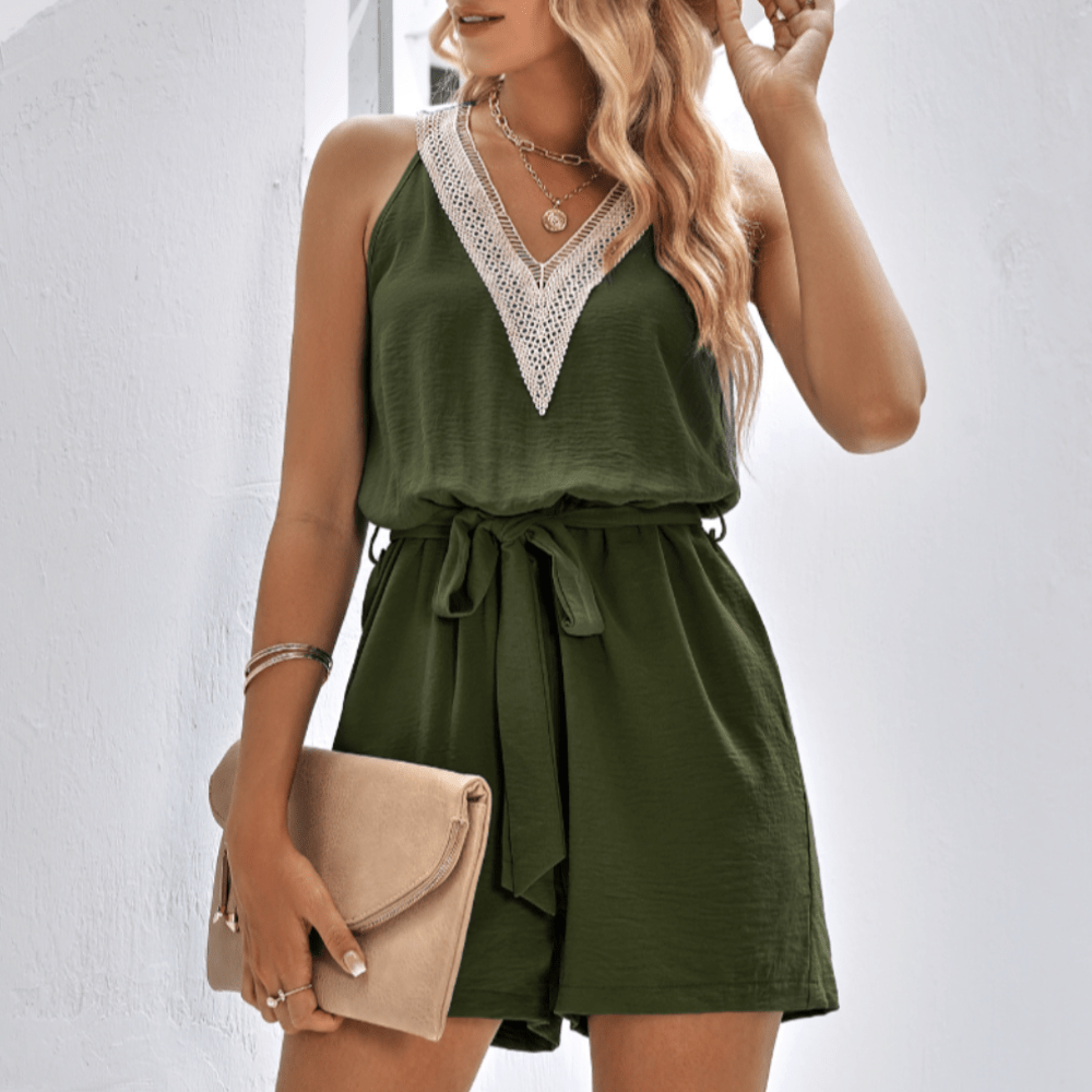 Womens Sleeveless V Neck Romper - AllYearGoods