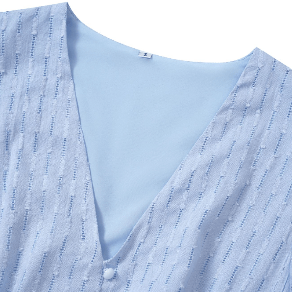 Womens V Neck Ruffle Sleeve Summer Dress - AllYearGoods