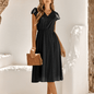 Womens V Neck Ruffle Sleeve Summer Dress - AllYearGoods