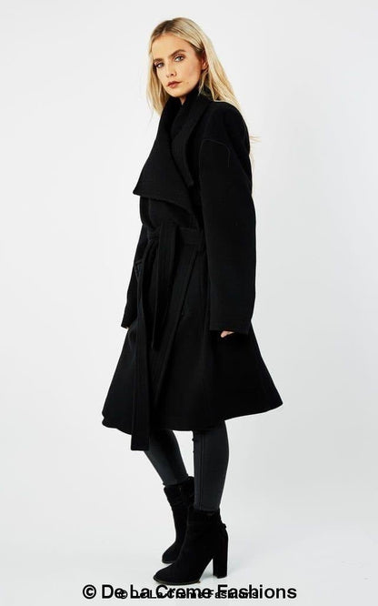 Wool Blend Large Lapel Duster Coat - AllYearGoods
