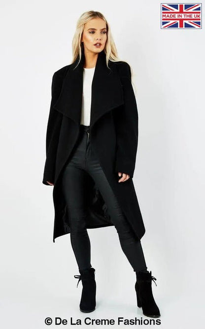 Wool Blend Large Lapel Duster Coat - AllYearGoods