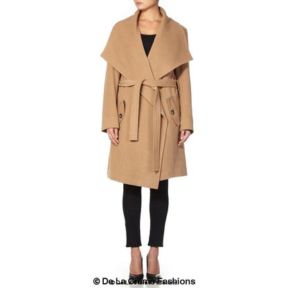 Wool Blend Large Lapel Duster Coat - AllYearGoods