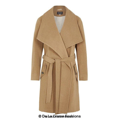 Wool Blend Large Lapel Duster Coat - AllYearGoods